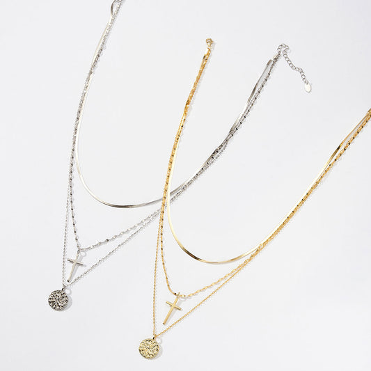 Collier Femme Croix et Médaillon en ARGENT 925 – Élégance & Tendance