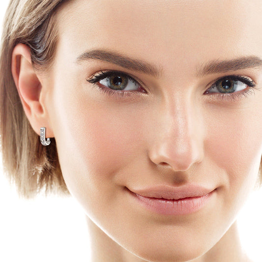 Boucles d’oreilles tendance en forme U avec diamants 0,5 ct  –  ARGENT S925 plaqué OR