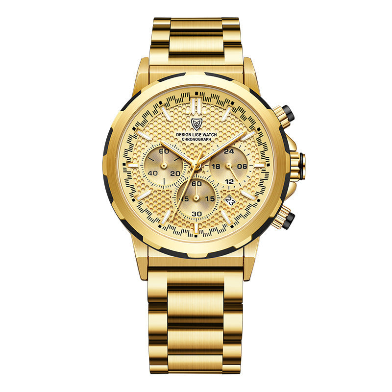 Montre Homme Acier Multifonction – Calendrier, Éclairage et Élégance Business