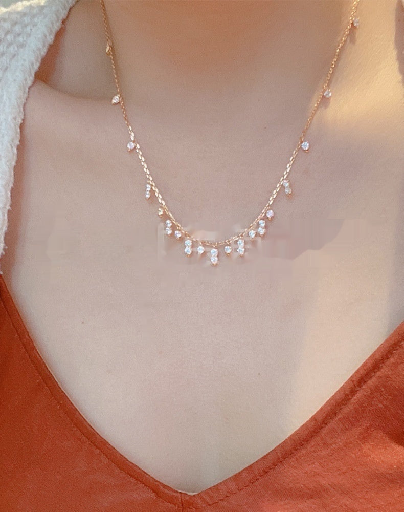 Collier Gouttes Zircon en ARGENT 925 – Finition Or Blanc ou Or Rose