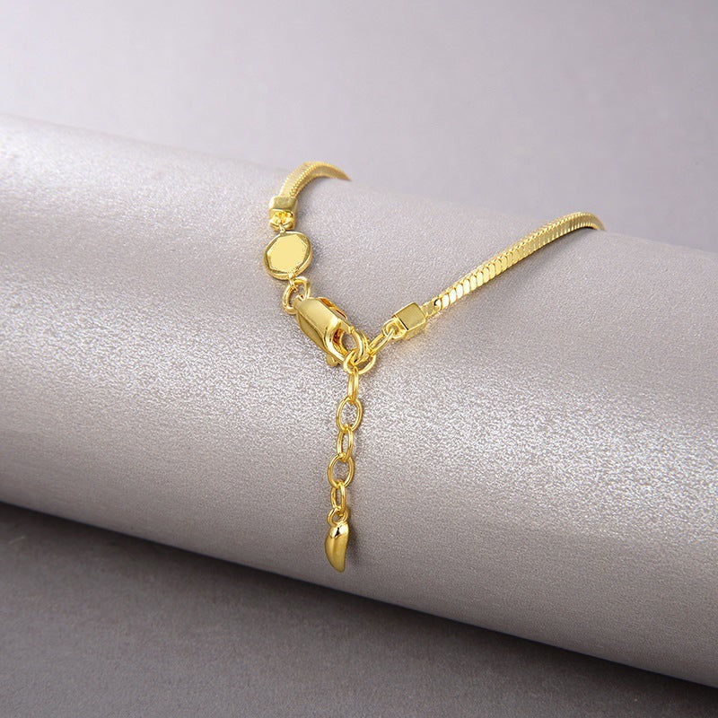 Bracelet Chaîne Serpent Carré Vintage – Argent S925 Plaqué Or 18K