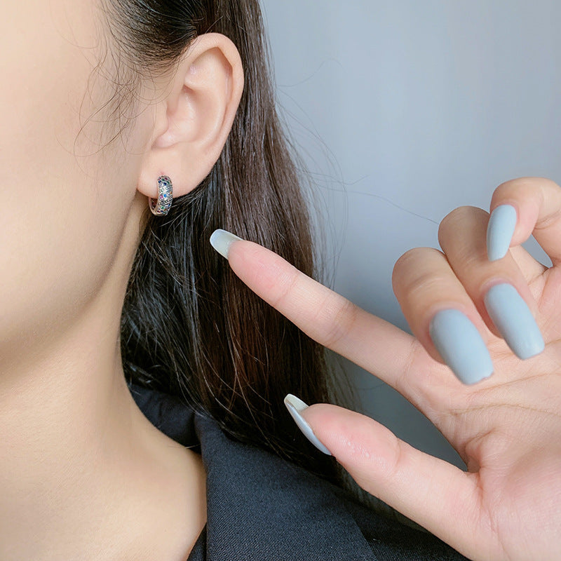 Boucles d’oreilles rétro en ARGENT 925 et Zircons colorés – Élégance Thaïlandaise