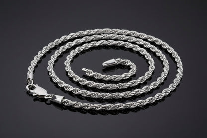 Chaîne Homme Élégante torsadée plaquée OR blanc en ARGENT S925 – Unisexe et intemporelle