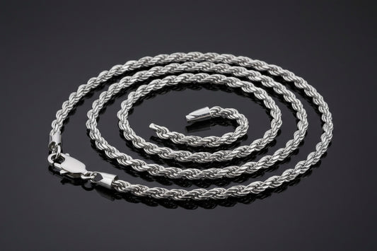 Chaîne Homme Élégante torsadée plaquée OR blanc en ARGENT S925 – Unisexe et intemporelle