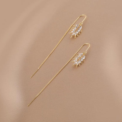 Boucles d’Oreilles Pendantes Blé Doré – Élégance Naturelle en Cuivre