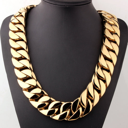 Collier Urbain Homme en ACIER Titane – Chaîne Épaisse à Finition Polie, Style Urbain et Audacieux