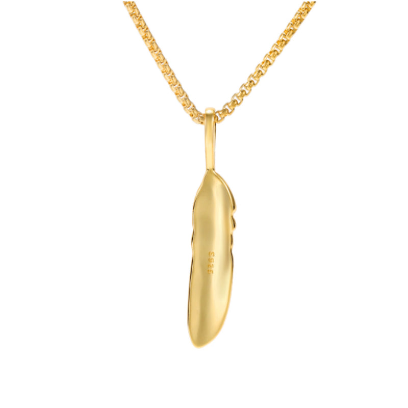 Collier Plume en Argent 925 Plaqué Or – Élégance Symbolique