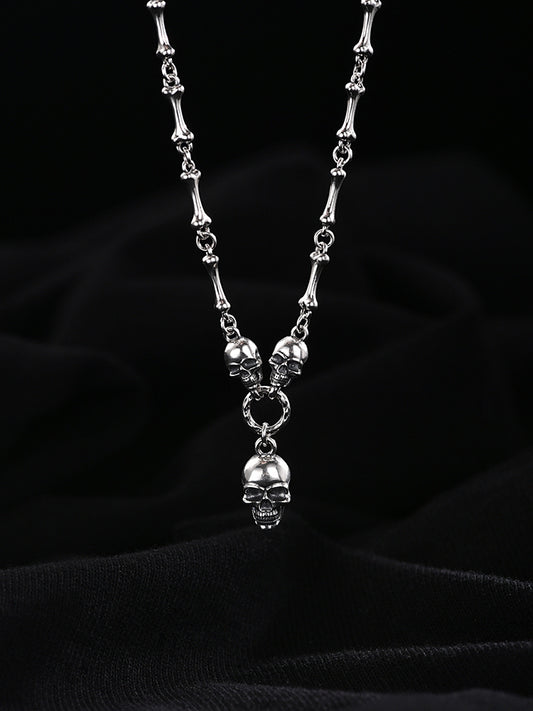 Collier Homme Crâne argent S925 pour Homme – Pendentif tête de mort