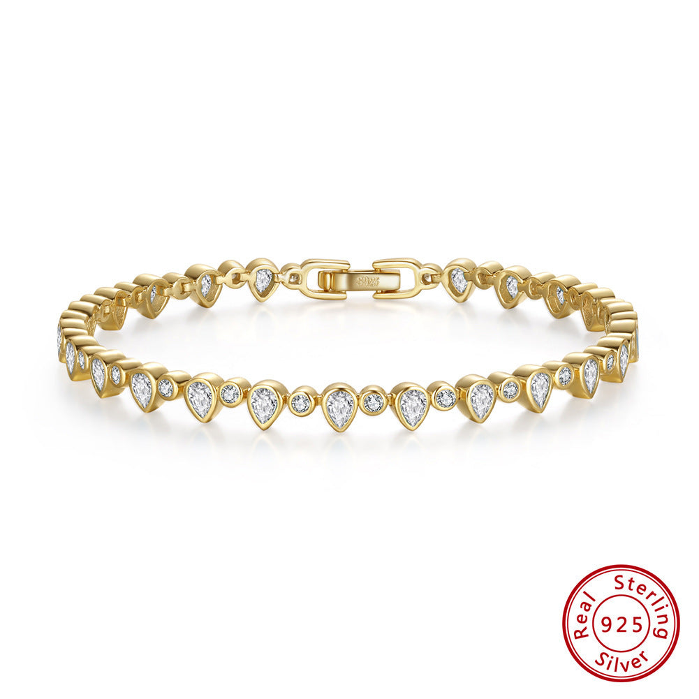 Bracelet Goutte en ARGENT 925 Plaqué OR – Zircons Sculptés & Finition Joaillerie