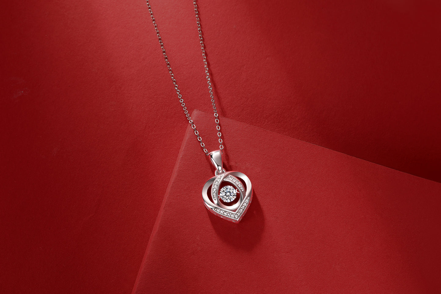 Chaîne pendentif Coeur en Diamant de Luxe avec ornements en ARGENT S925 et Diamants Mosan