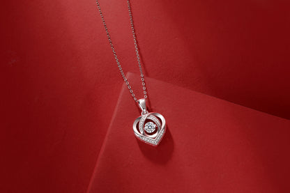 Chaîne pendentif Coeur en Diamant de Luxe avec ornements en ARGENT S925 et Diamants Mosan