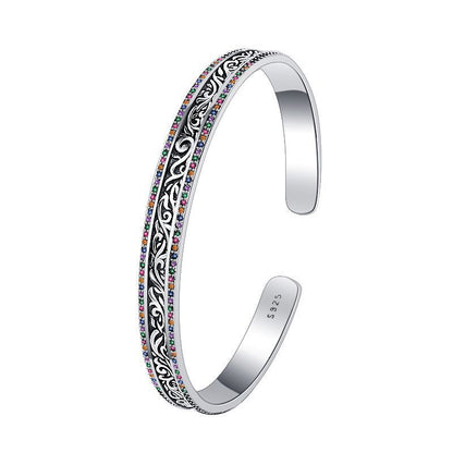 Bracelet en ARGENT S925 Sculpté Style Rotin Rétro – Artisanat Élégant et Intemporel