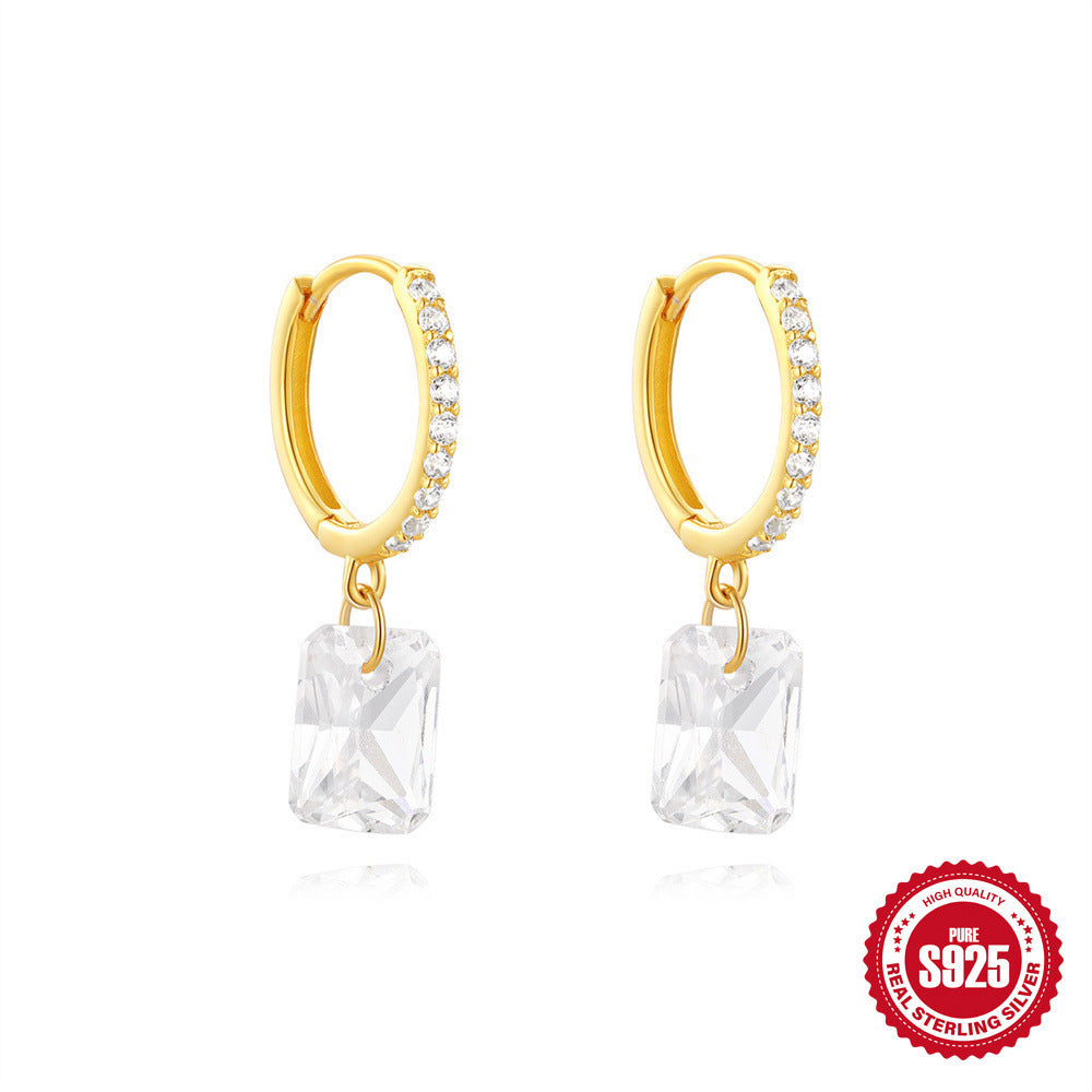 Boucles d’oreilles pendantes en ARGENT 925 avec Zirconia – Élégance classique
