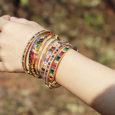Bracelet Arc-en-Ciel en ZIRCON Plaqué OR 14 Carats – Éclat Coloré et Élégance Moderne
