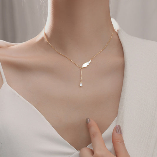 Collier Femme Aile d’Ange en Argent 925 avec Zircon – Symbole de Protection et de Lumière