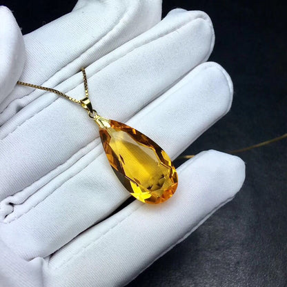 Collier Femme en Or 18K avec Citrine Goutte