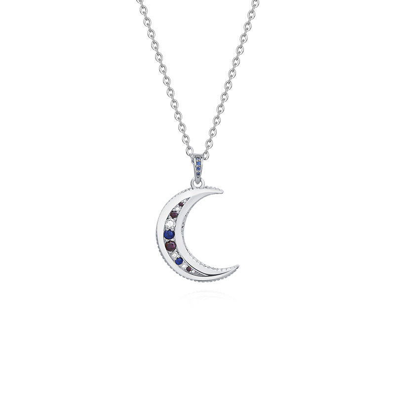 Collier Femme Demi-Lune en Argent 925 avec Zircon – Éclat et Féminité