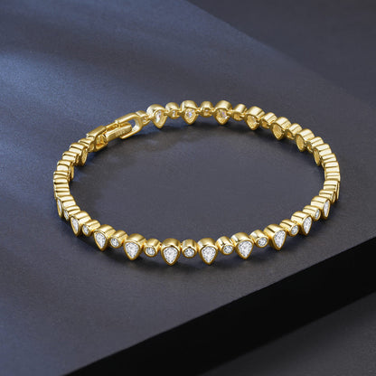 Bracelet Goutte en ARGENT 925 Plaqué OR – Zircons Sculptés & Finition Joaillerie