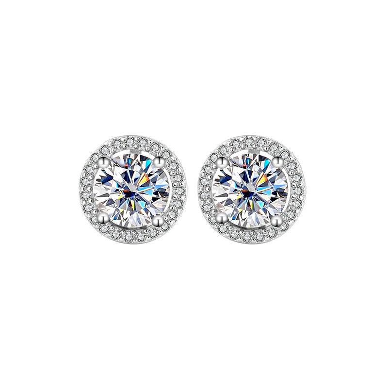 Boucles d’Oreilles en Argent 925 avec Moissanite – Élégance Céleste