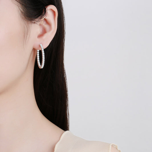 Boucles d’oreilles Anneaux en ARGENT 925 Plaqué OR Blanc– Intemporelles & modernes