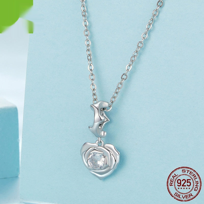 Chaîne en ARGENT 925 avec Rose Cœur – Symbole d’Amour Raffiné