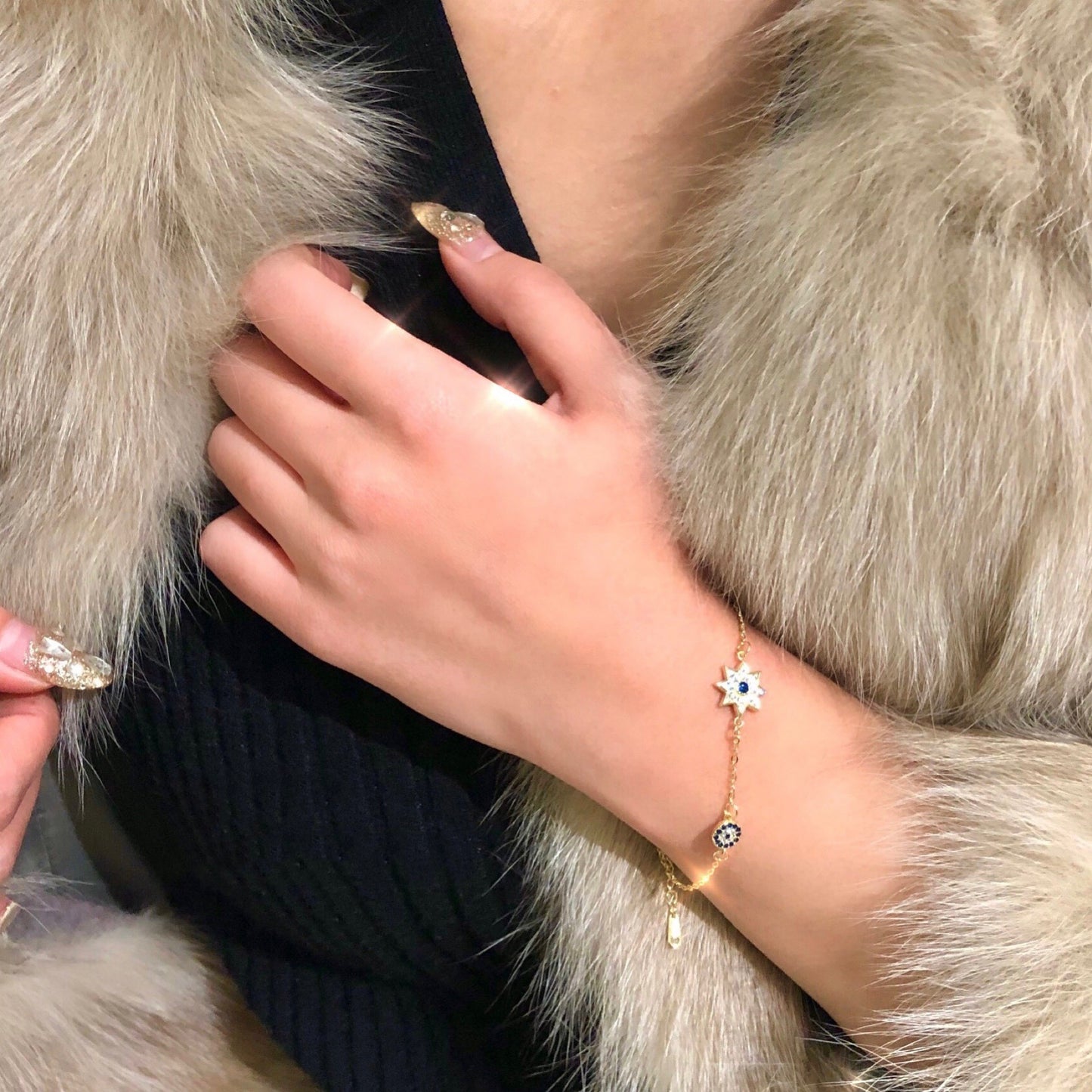 Women's 925 Gold Plated Bracelet – Protective Eye & Elegant Star | JIO Bijoux