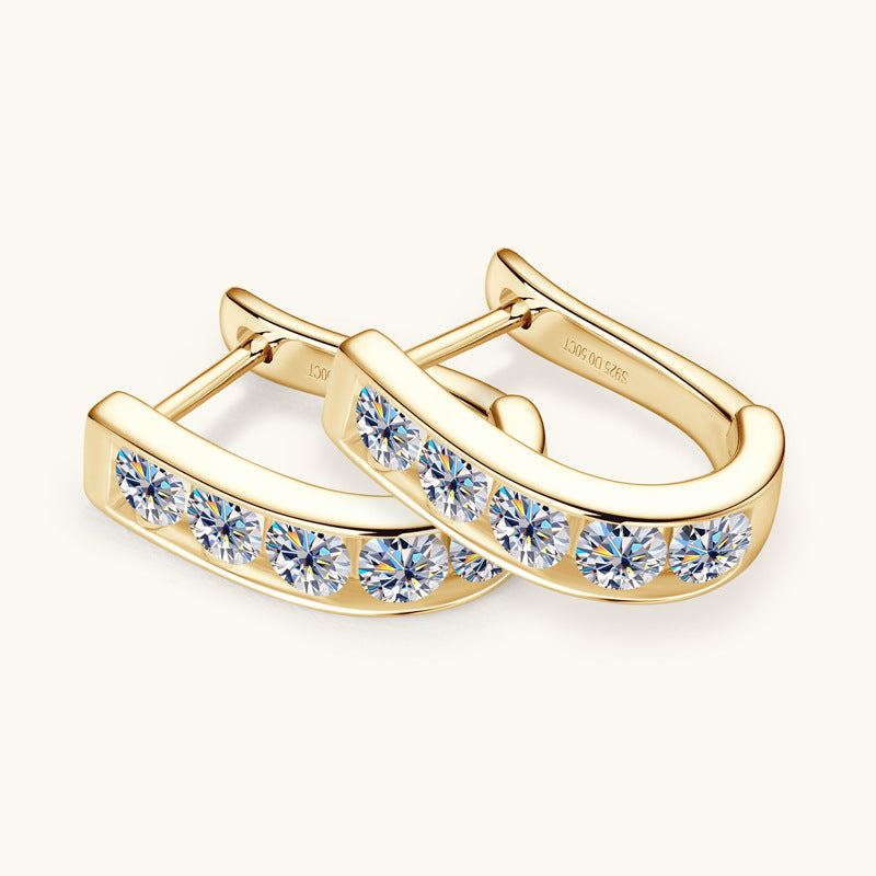 Boucles d’oreilles tendance en forme U avec diamants 0,5 ct  –  ARGENT S925 plaqué OR