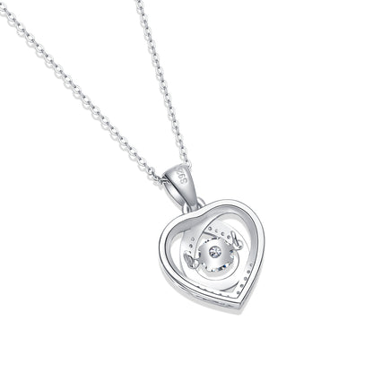 Chaîne pendentif Coeur en Diamant de Luxe avec ornements en ARGENT S925 et Diamants Mosan
