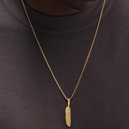 Collier Plume en Argent 925 Plaqué Or – Élégance Symbolique