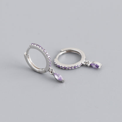 Boucles d’Oreilles anneaux avec pendentifs Pierres Multicolores – ARGENT S925