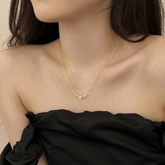 Women's 18K Gold Plated 925 Sterling Silver Necklace with Zircon – Minimalist Elegance
