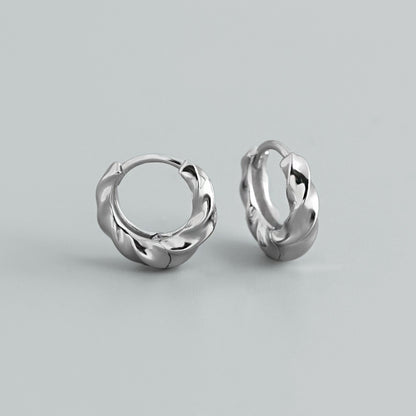 Boucles d’oreilles en ARGENT S925 torsadées – Cercle doré ou or blanc, style européen tendance