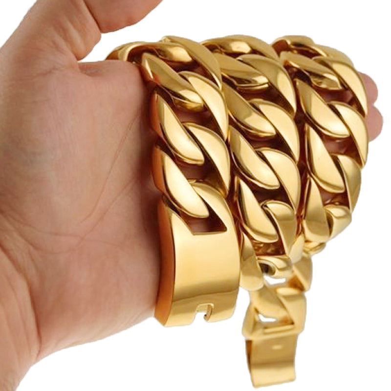 Collier Urbain Homme en ACIER Titane – Chaîne Épaisse à Finition Polie, Style Urbain et Audacieux