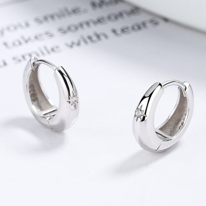 Boucles d’oreilles Astérisme en ARGENT S925 – Anneaux lune incrustés de diamants