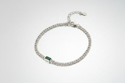Women's Sterling Silver Bracelet with Green Stone – Fine and Refined Elegance