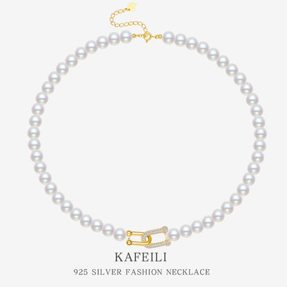Collier de Perles de Coquillage avec Fermoir Vachette en ARGENT 925 – Élégance Naturelle et Luxe Léger Personnalisé