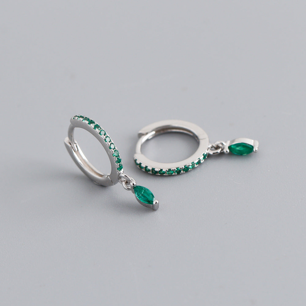 Boucles d’Oreilles anneaux avec pendentifs Pierres Multicolores – ARGENT S925