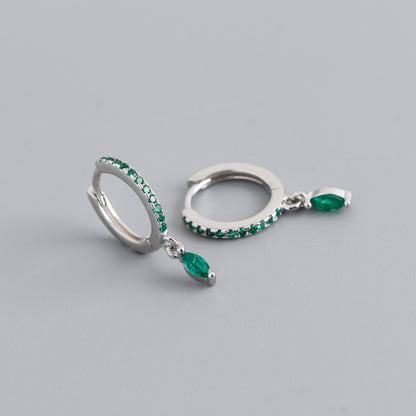 Boucles d’Oreilles anneaux avec pendentifs Pierres Multicolores – ARGENT S925
