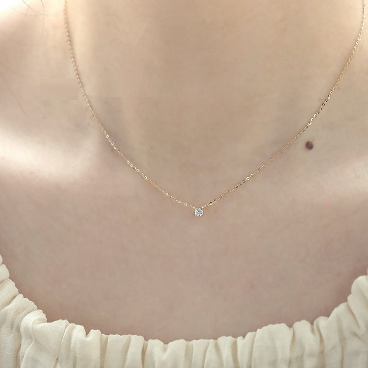 Chaîne Solitaire pour Femme en OR jaune 14 carats – Élégance pure et Intemporelle