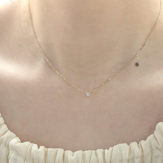 Chaîne Solitaire pour Femme en OR jaune 14 carats – Élégance pure et Intemporelle
