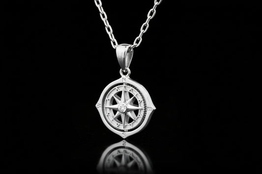 Collier Boussole en Argent 925 – Symbole de Direction et Liberté