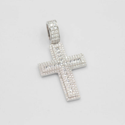Collier Croix Mosaïque Carrée en ARGENT S925 – Élégance Brillante et Finition Luxe