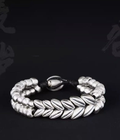 Bracelet Homme Argent S999 avec Perles Tendance