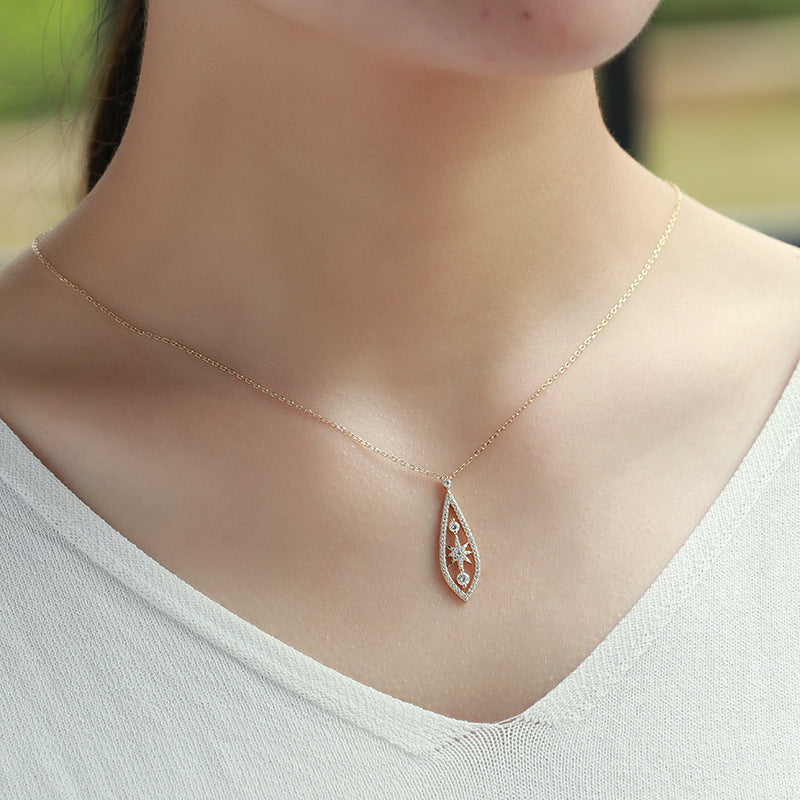 Collier Femme en Argent 925 avec Pendentif Goutte Brillant