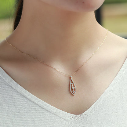 Collier Femme en Argent 925 avec Pendentif Goutte Brillant