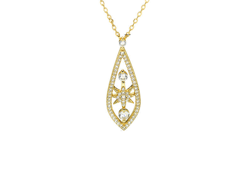 Collier Femme en Argent 925 avec Pendentif Goutte Brillant