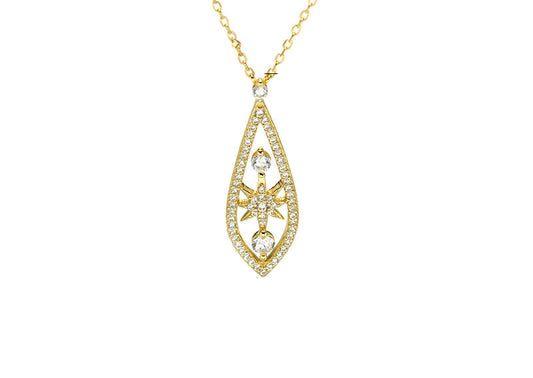 Collier Femme en Argent 925 avec Pendentif Goutte Brillant