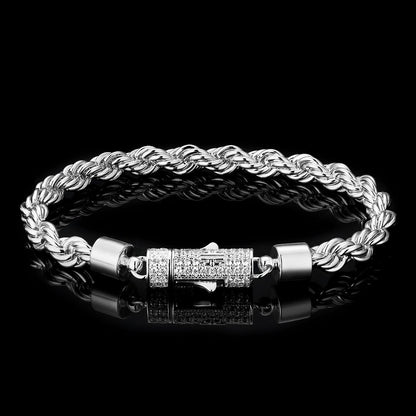 Bracelet Chaîne Torsadée 6 mm – OR ou OR Blanc, Élégance