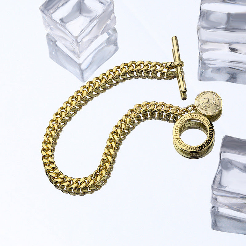 Bracelet Lettre Rétro en ARGENT STERLING – Élégance Classique et Style Européen