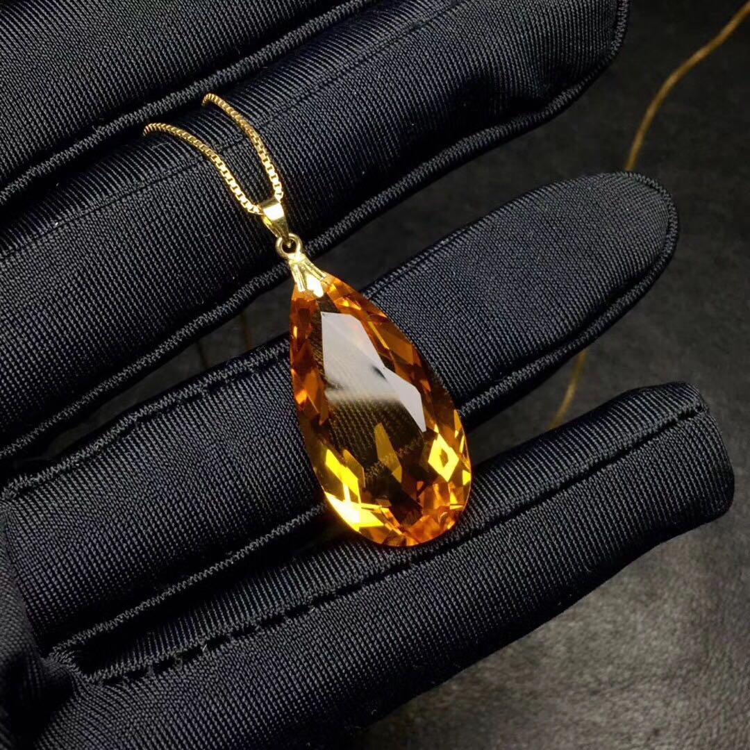 Collier Femme en Or 18K avec Citrine Goutte
